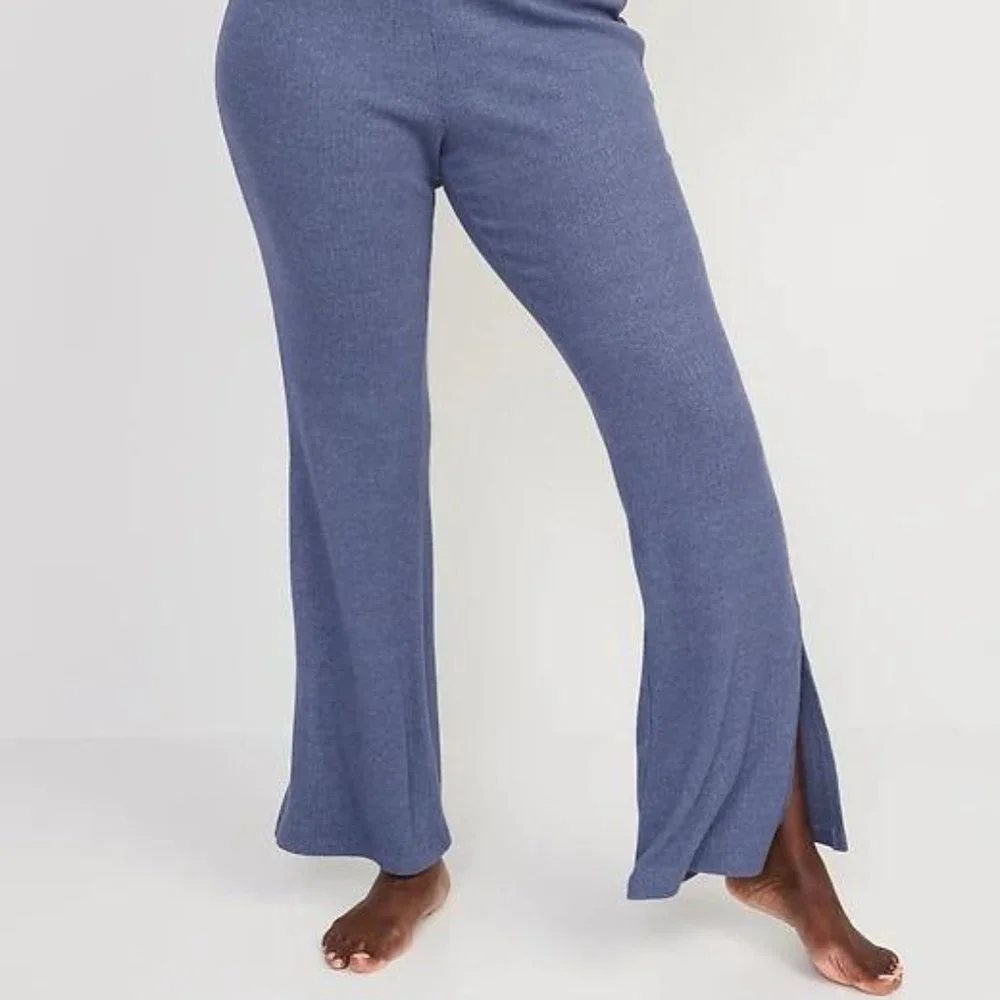 Old Navy High-Waisted Rib-Knit Split Flare Lounge Pants for Women New - Picture 6 of 11